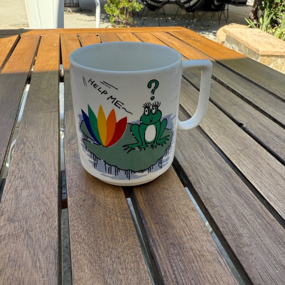Vintage Ceramic Mug With "Help Me" Frog Design & 3D Frog Inside